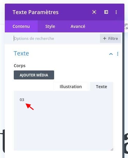 Modifier module texte divi Modifier module texte divi