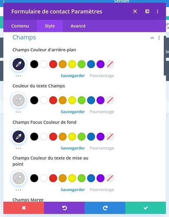Personnaliser couleurs champs 1 Personnaliser couleurs champs 1