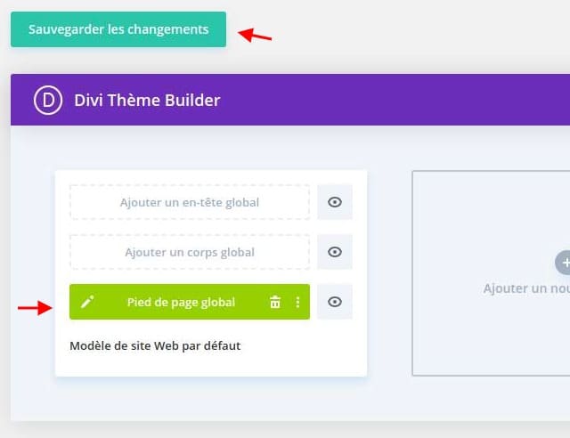 Sauvegarder les changement divi Sauvegarder les changement divi