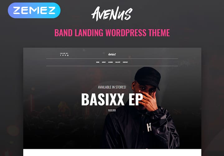 80661 big Avenus - Thème WordPress Elementor moderne d'une page pour site de musique