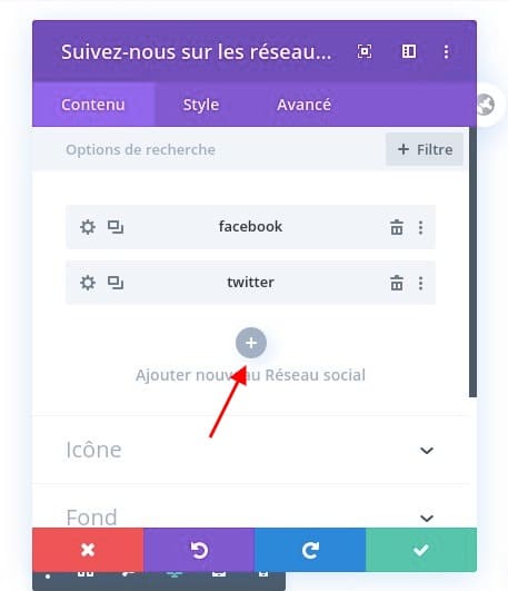 Ajouter réseau sociaux module social divi Ajouter réseau sociaux module social divi