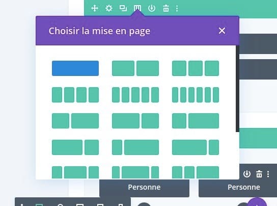 Choisir mise en page divi Choisir mise en page divi