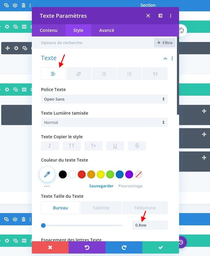 Configuration alignement divi Configuration alignement divi