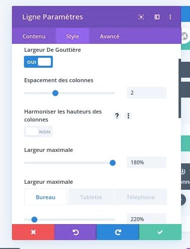 Configuration largeur goutiere Configuration largeur goutiere