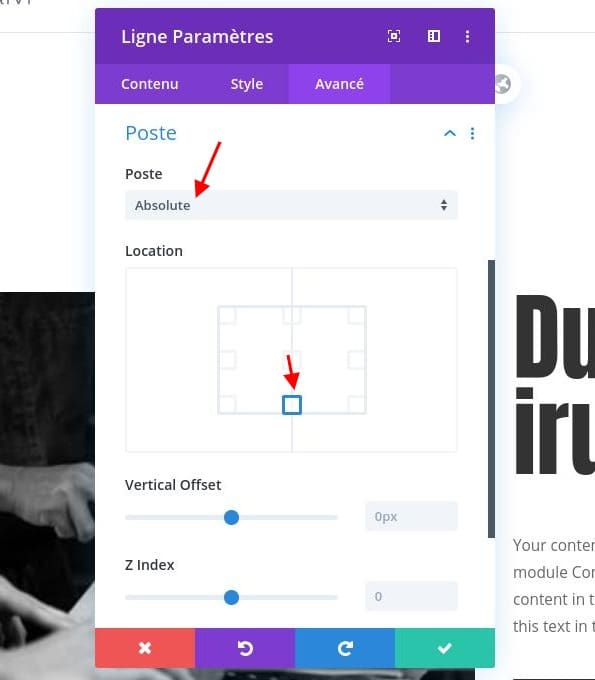 Configuration position divi colonne Configuration position divi colonne