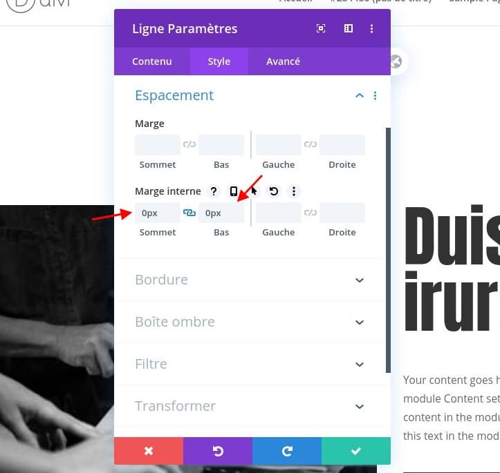 Configurer lespacement divi Configurer lespacement divi