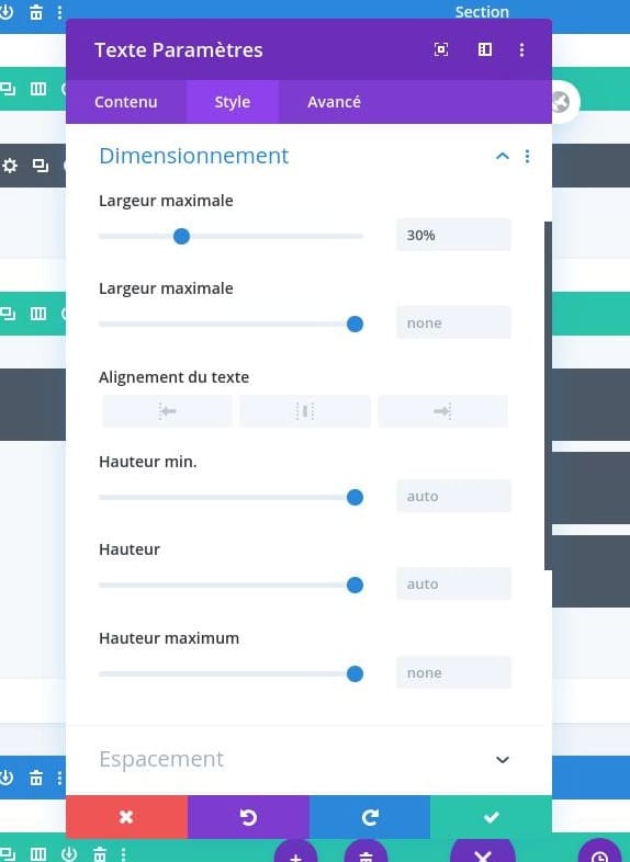 Espacement module texte divi Espacement module texte divi