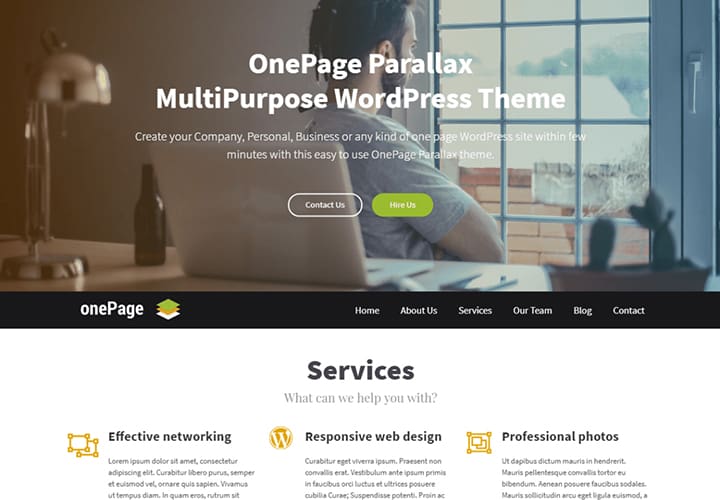 Onepage parallax OnePage Parallax - Thème WordPress Business