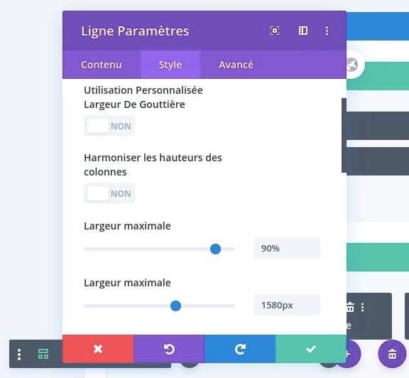 Paramètre ligne divi Paramètre ligne divi