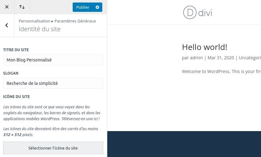Personnaliser identité wordpress Personnaliser identité wordpress