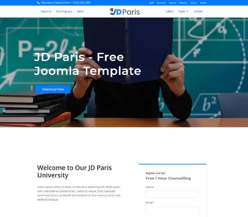 Jd paris template JD Paris - Free School Joomla Template