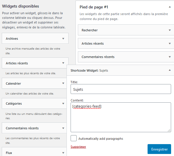 Comment utiliser shortcodes widgets wordpress blogpascher 2
