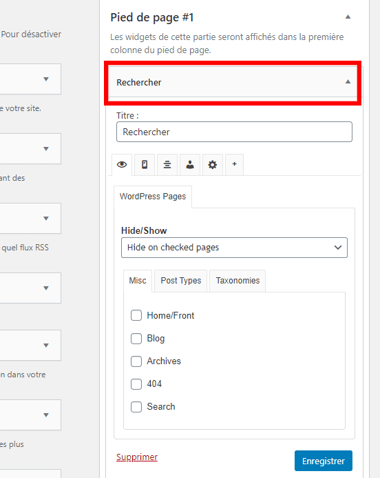 Comment masquer widget wordpress blogpascher 2 1