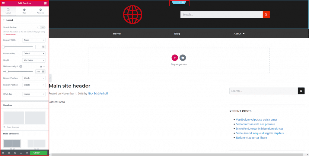 Comment personnaliser theme wordpress elementor entete template 7