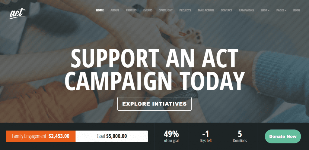 Act theme wordpress site web a but non lucratif