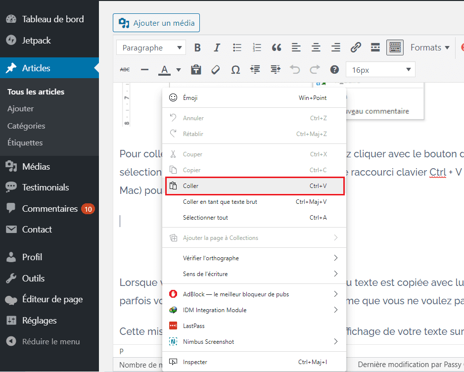 Comment copier coller wordpress editeur classique Comment copier coller wordpress editeur classique