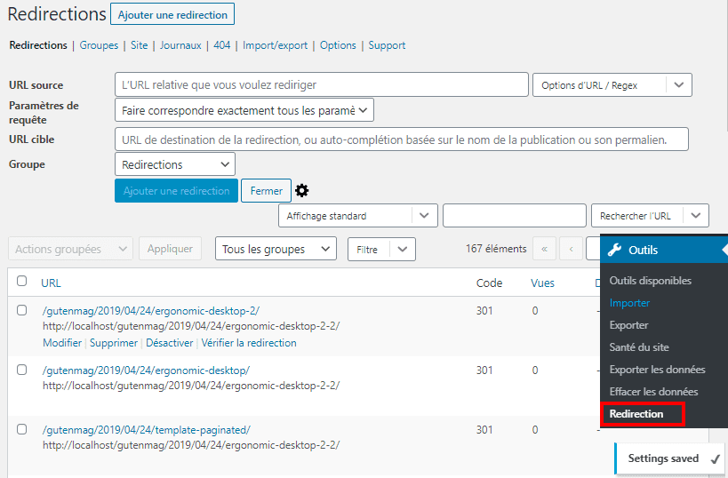 Configurer plugin wordpress gratuit redirection blogpascher 3
