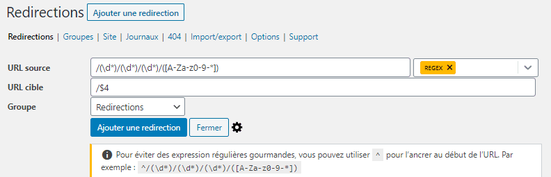 Configurer plugin wordpress gratuit redirection blogpascher 4