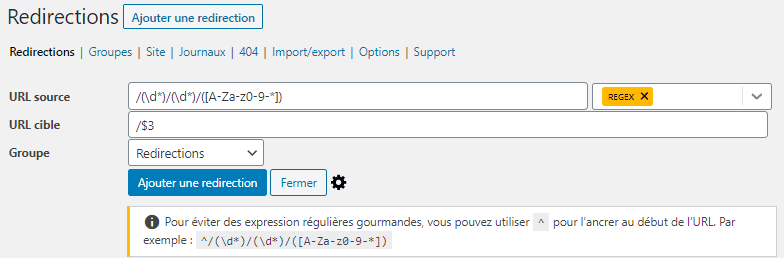 Configurer plugin wordpress gratuit redirection blogpascher 5
