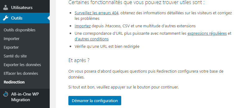 Configurer plugin wordpress gratuit redirection blogpascher