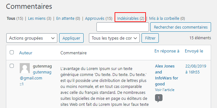 Moderation commentaire en attente blogpascher 8