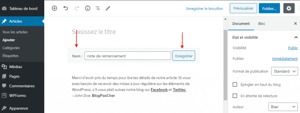 Nommer bloc reutilisable blogpascher