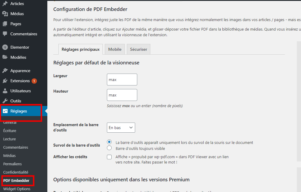 Reglages parametres pdf embedder blogpascher Reglages parametres pdf embedder blogpascher