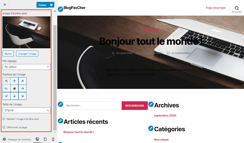 Тема WordPress настройщик фона blogpascher 1 Тема WordPress настройщик фона blogpascher 1