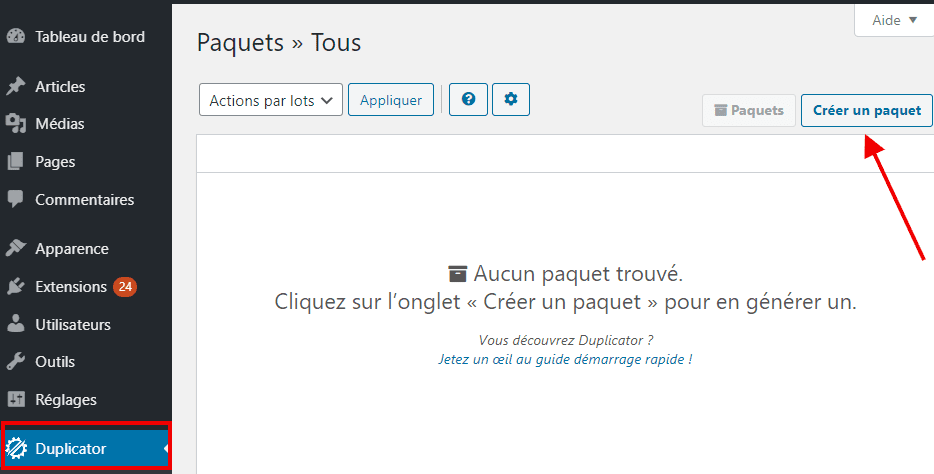 comment créer paquets avec le plugin WordPress Duplicator » BlogPasCher comment créer paquets avec le plugin WordPress Duplicator