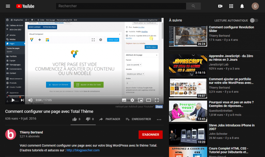 Mode sombre youtube Mode sombre youtube