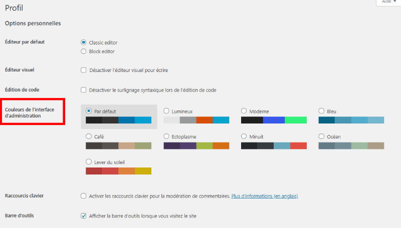 Personnaliser apparence tableau bord mode sombre 2 Personnaliser apparence tableau bord mode sombre 2