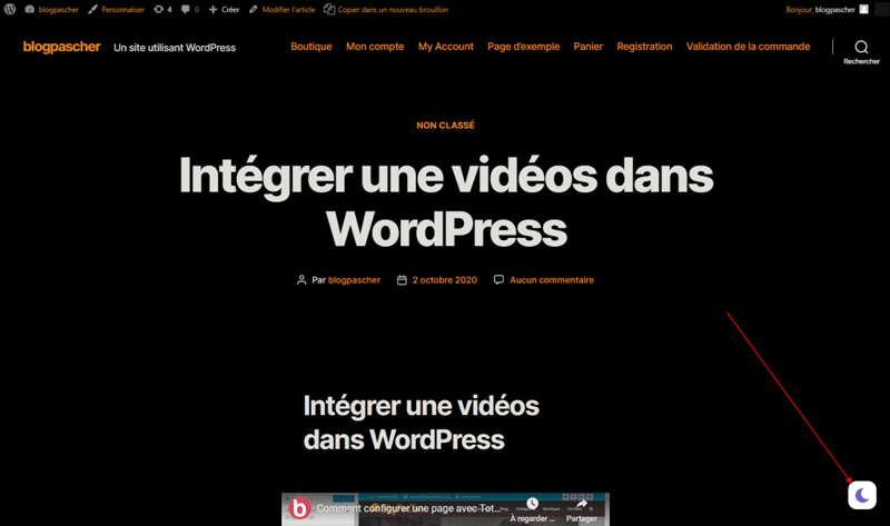 Previsualisation site web mode sombre Previsualisation site web mode sombre
