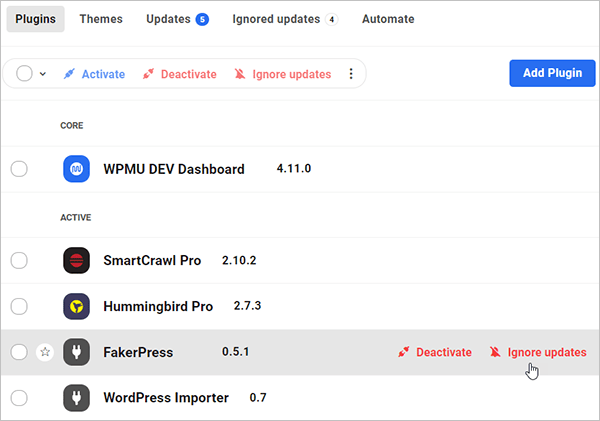 » BlogPasCher The Hub - Plugins - Ignorer les mises à jour