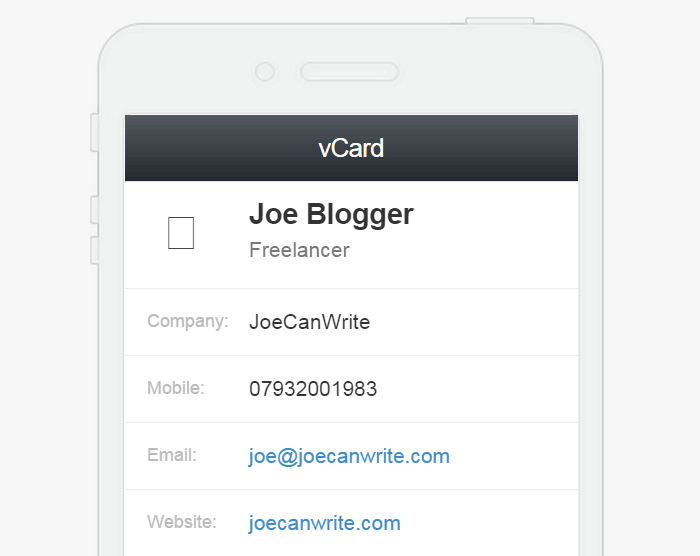 » BlogPasCher Vcard example.