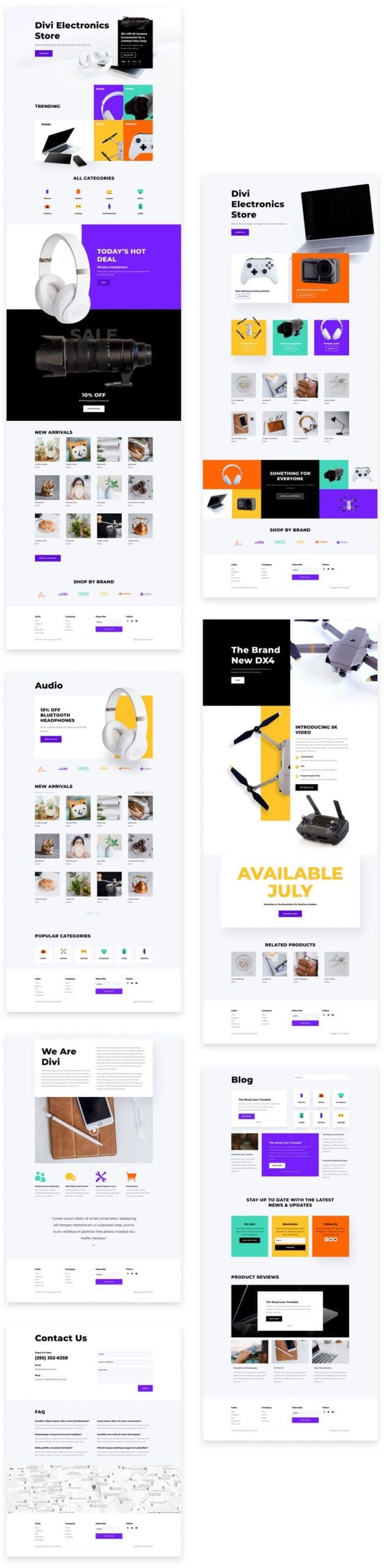 Obtenez un pack d&rsquo;agencement de magasin d&rsquo;électronique GRATUIT pour Divi