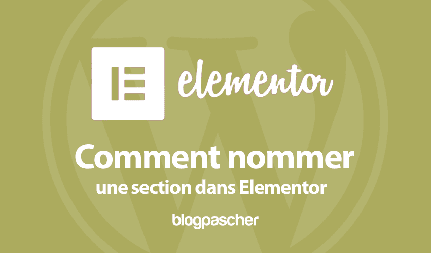 Comment nommer une section dans Elementor