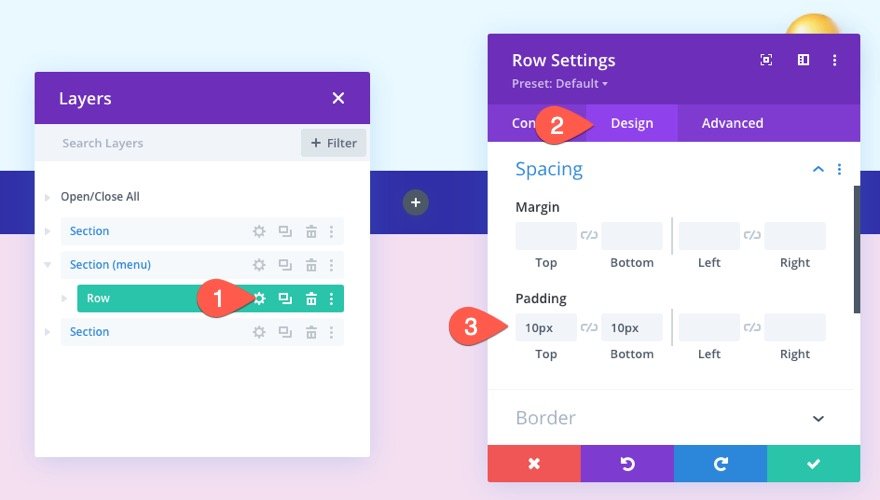 barre de navigation collante divi de bas en haut