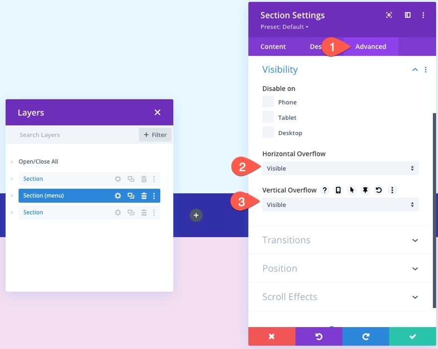 barre de navigation collante divi de bas en haut