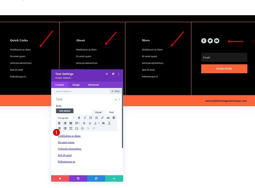 pied de page d'en-tête d'avocat d'immigration