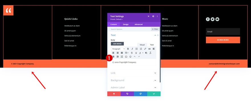 pied de page d'en-tête d'avocat d'immigration