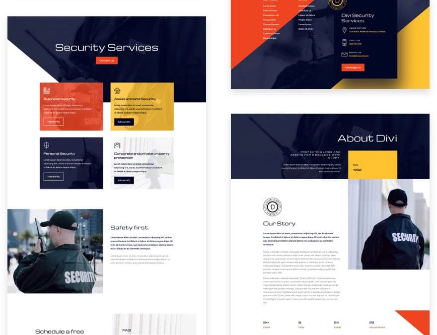 Obtenez un pack de mise en page des services de sécurité GRATUIT pour Divi