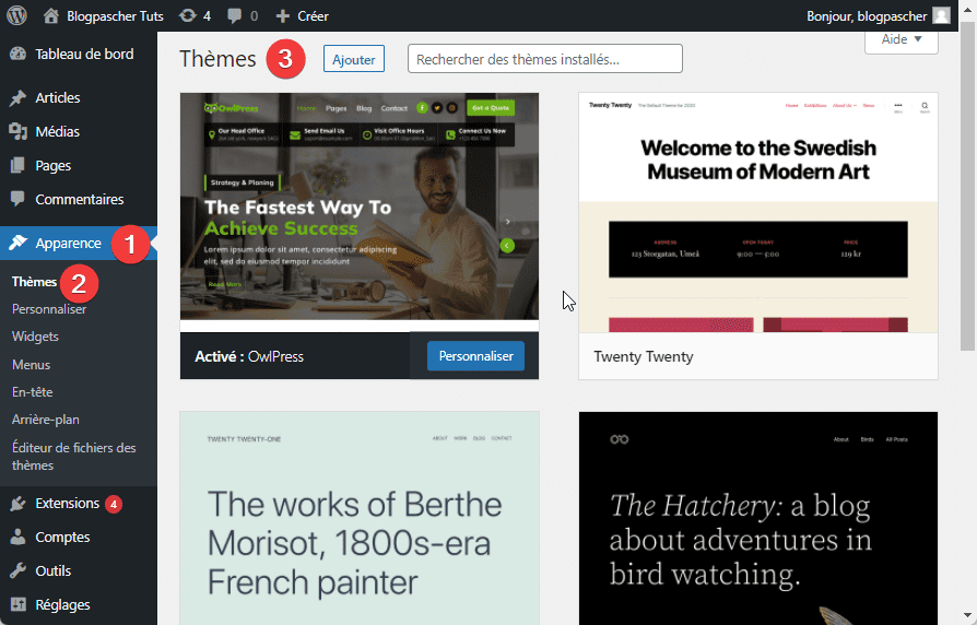 changer un thème WordPress