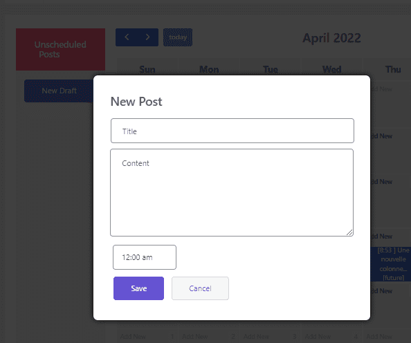 comment-planifier-des-articles-dans-wordpress-10 » BlogPasCher popup nouvel article dans le plugin SchedulePress.