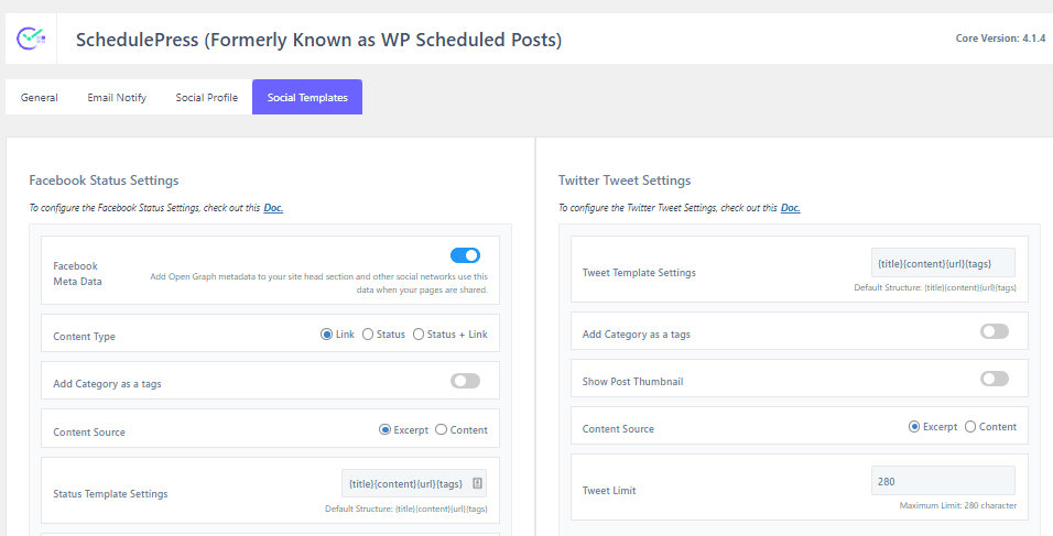 comment-planifier-des-articles-dans-wordpress-13 » BlogPasCher Les paramètres d’état Facebook et les paramètres de tweet Twitter dans SchedulePress.