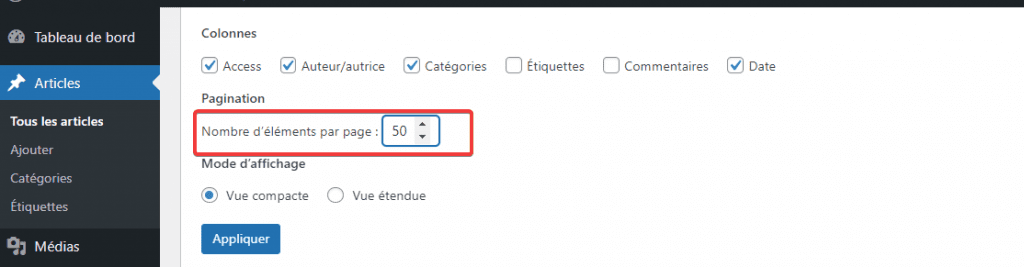 comment-changer-lauteur-dun-article-dans-wordpress-8 » BlogPasCher Afficher 50 articles par page dans WordPress