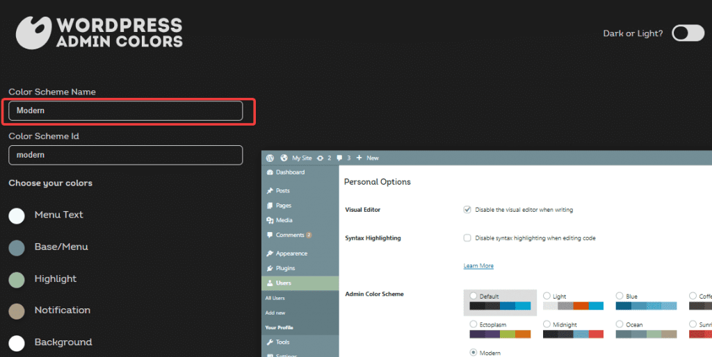Enter color scheme name