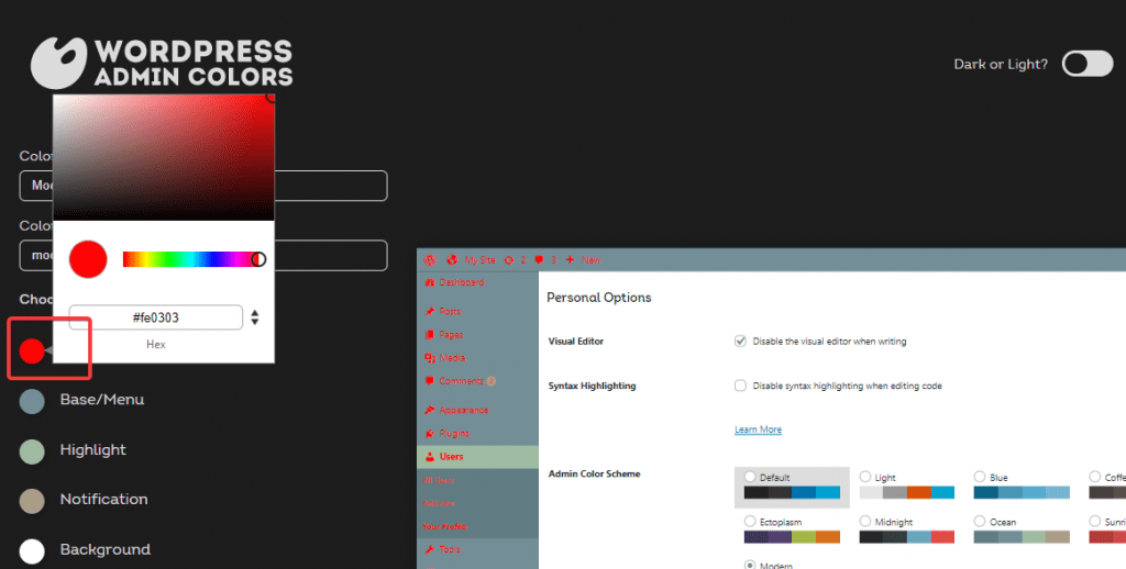 Click to customize colors