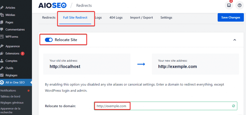 Full site redirect