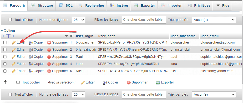 Modifier un utilisateur phpmyadmin Modifier un utilisateur phpmyadmin