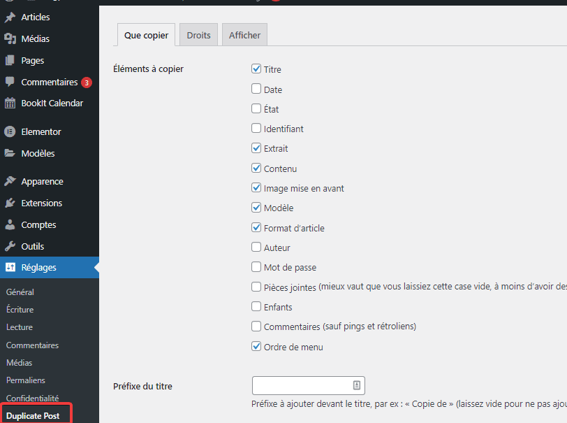 Duplicate post configuration du plugin comment dupliquer un article ou une page sur WordPress